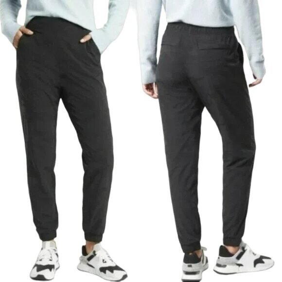 Athleta Womens Black Camo Brooklyn Textured Lined Jogger Pants Size 4 Petite - Picture 1 of 8